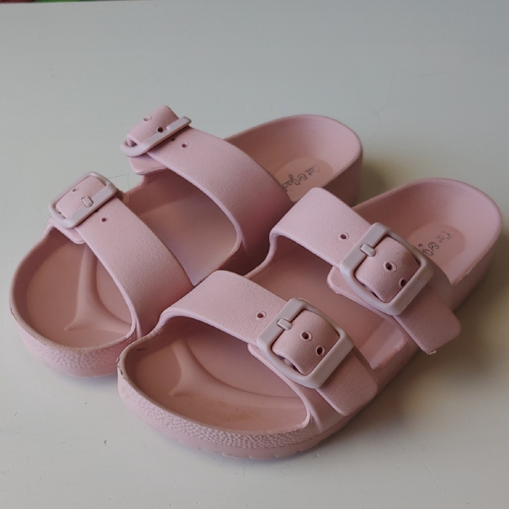 Cat & Jack Pink Slide Sandals with Decorative Buckle